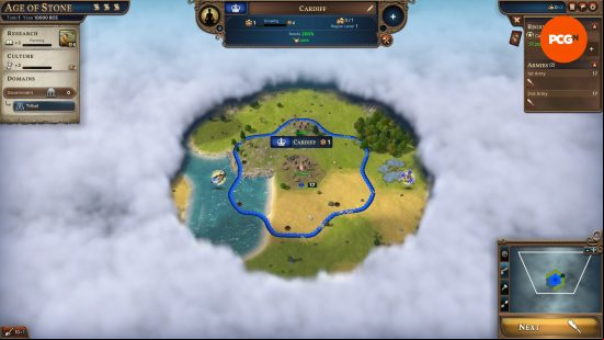 Millennia review: top-down view of Cardiff during the start of a match.