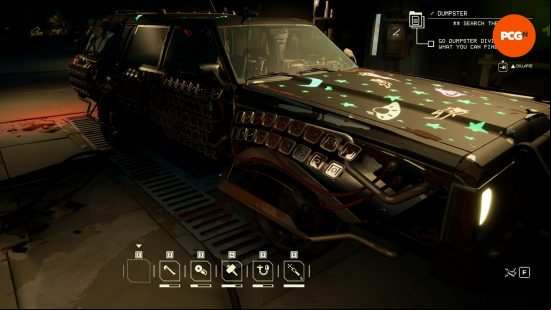 The station wagon decked out with lead-lined car body parts, constructed with Pacific Drive Lead Platelets.