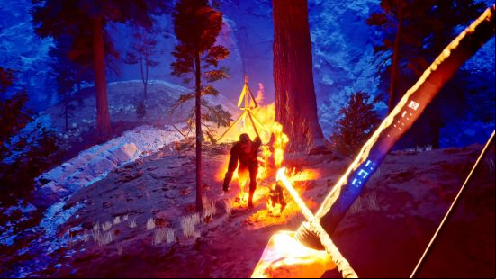 The Axis Unseen preview: Bigfoot charges through a fire trap as the hunter takes aim.
