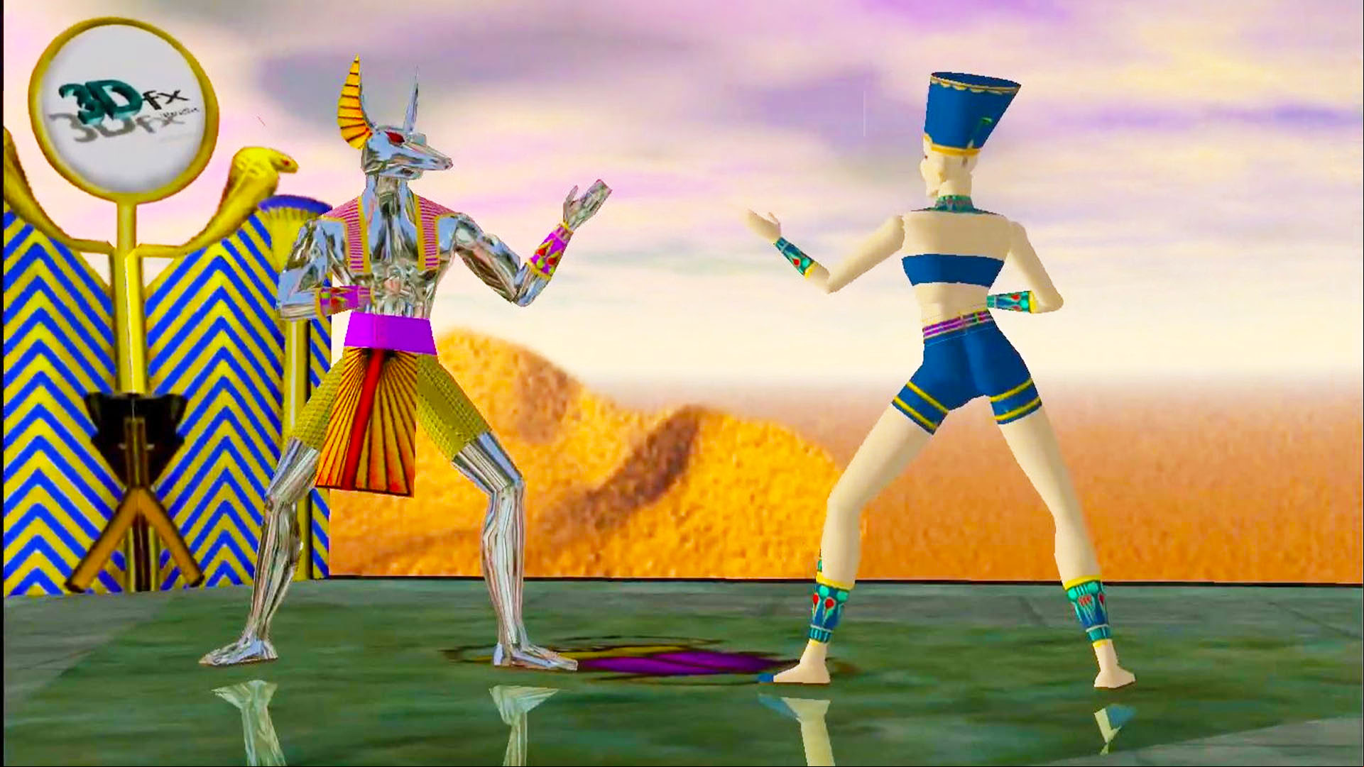 3dfx Voodoo graphics: Valley of Ra demo showing reflective surfaces