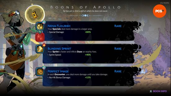A selection of Apollo's Hades 2 boons.