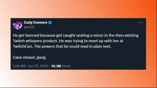 The full tweet from Cody Conners.