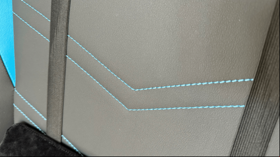 A close up image of the PVC pleather material used on a gaming chair