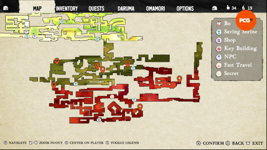 bo kitsune burrows kodama locations a map with orange pins showing all the locations of kodama in kitsune burrows bo path of the teal lotus