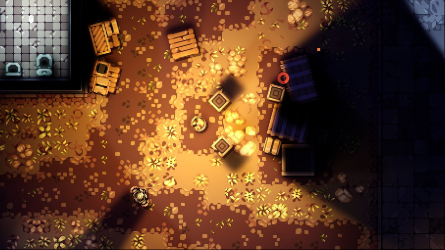 A top-down alleyway scene as seen in Intravenous.