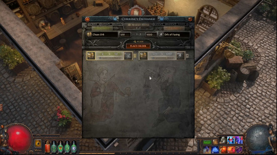 Path of Exile Currency Exchange Market: a screenshot the the new PoE market UI
