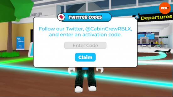 The menu to redeem Cabin Crew Simulator codes