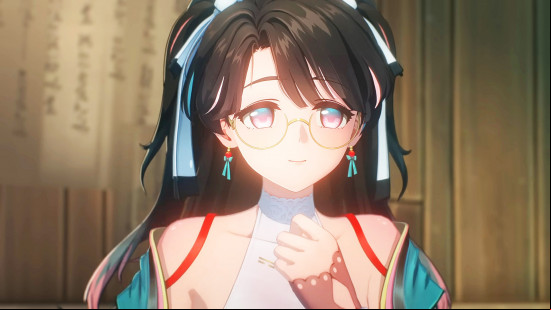 Wuthering Waves tier list: Zhezhi wearing glasses and ribbons in her hair