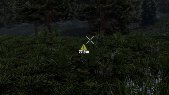 A bright yellow indicator appears in the middle of the screen thanks to Loot Indicators, one of the best 7 Days to Die mods.