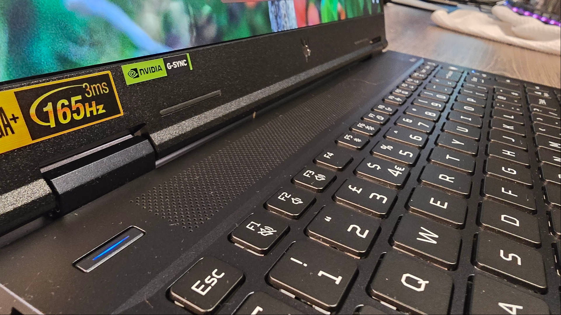 Acer Predator Helios Neo 14 review image showing a close up of the laptop's speakers.