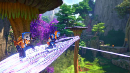 Revenge of the Savage Planet traversal methods include glowing glider lines