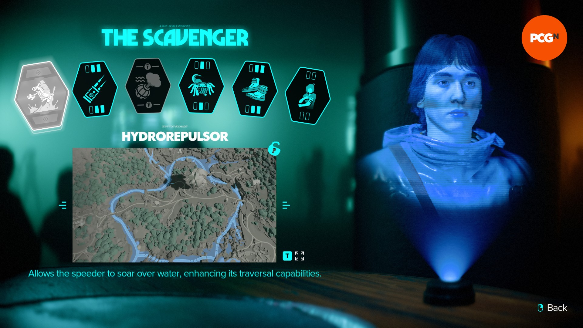 Temmin Wexley, one of the Star Wars Outlaws experts, shown alongside his six teachable abilities.