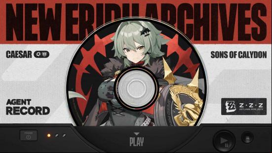 Zenless Zone Zero new character Caesar King: A screenshot of the official Agent Record for Caesar, with the character displayed on a CD in the middle of the infographic.