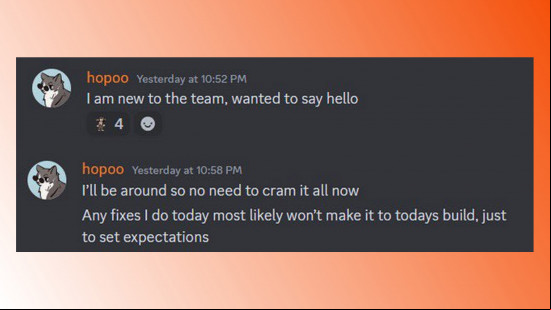 Hopoo announcing in Discord that they're working on Deadlock.
