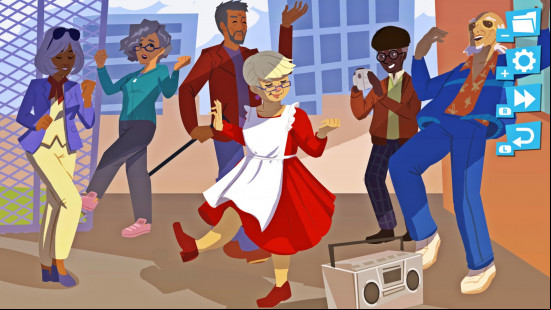 The octogenarian residents of Ye Olde retirement home dance beside a boom box in Laters Daters, one of the best dating sims.