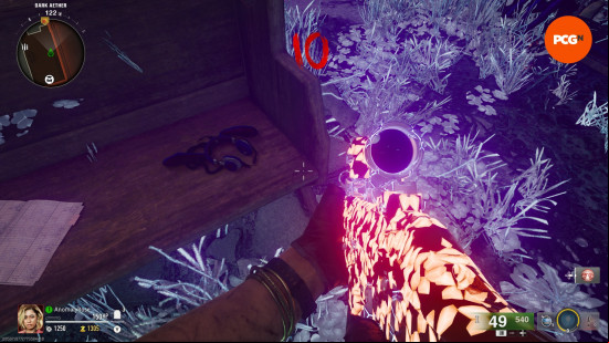 The Liberty Falls song easter egg headphones on a bench in the Dark Aether church.