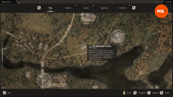 stalker-2-journalist-stash-map Stalker 2 stashes: a map showing the location of a hidden stash.