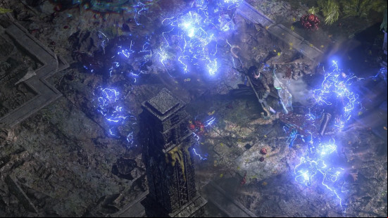 Path of Exile 2 Monk: a person surrounded by arcing electricity.