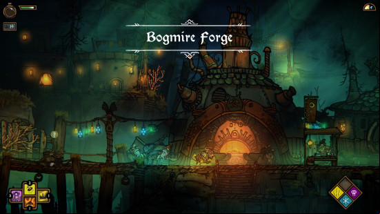 Tails of Iron 2 review: a bipedal rat exploring a giant forge in a bog.