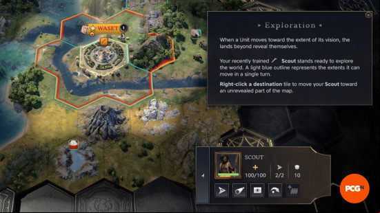A scout starting unit in the Antiquity Age, given by the MoreStartsUnit Civ 7 mod.