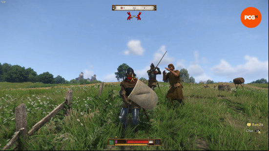 fighting a bandit with sword and shield in kingdom come 2