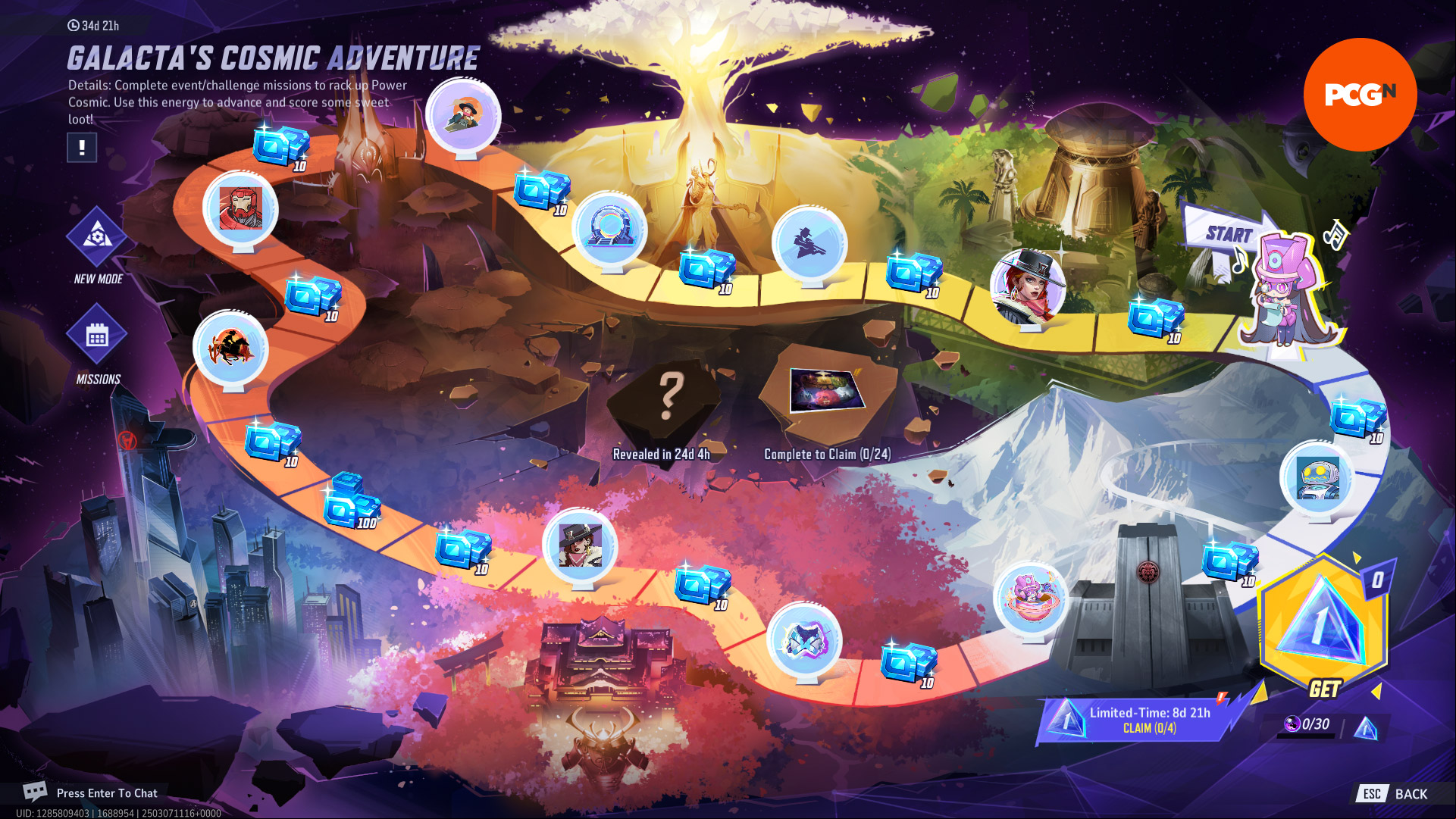 Marvel Rivals events: the game board in the Galacta's Cosmic Adventure event
