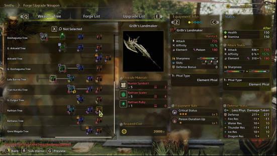 A breakdown of the weapon tree and equipment stats for the best Monster Hunter Wilds Switch Axe