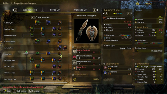 A breakdown of the weapon tree and equipment stats for the best Monster Hunter Wilds Charge Blade