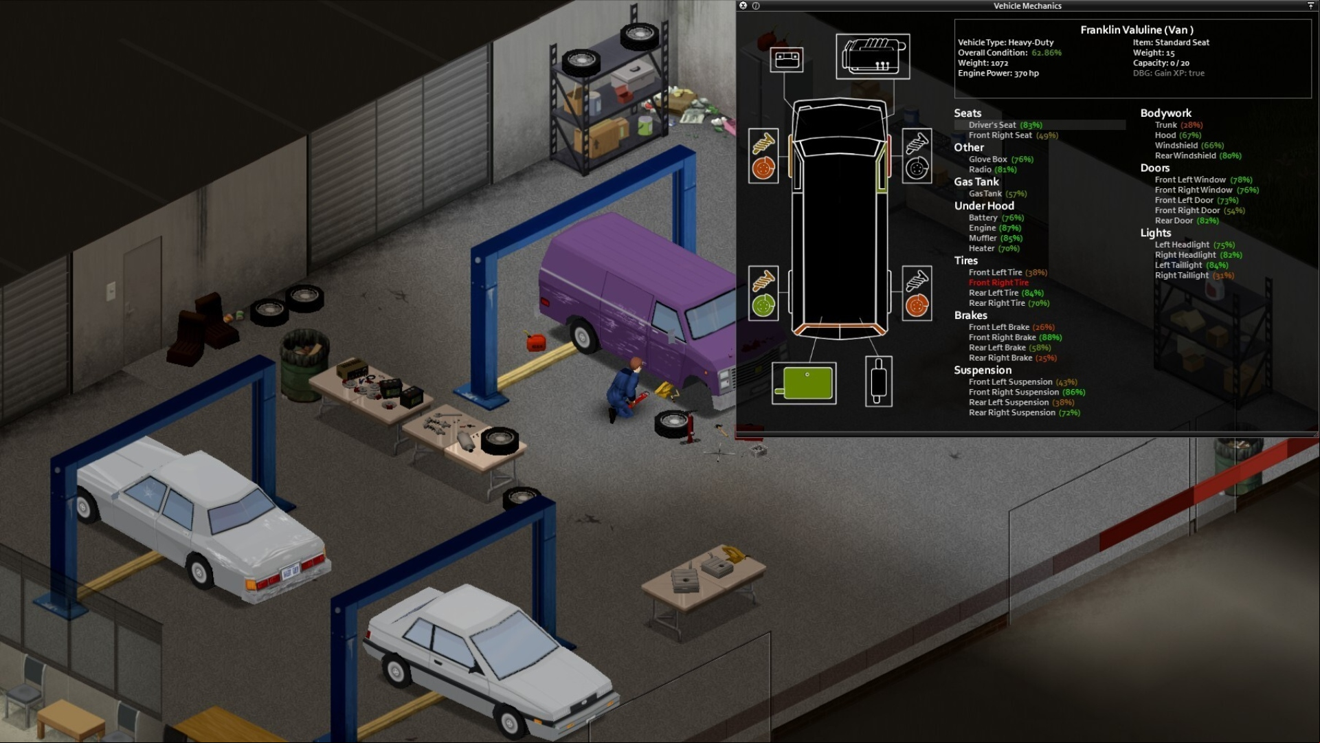 New Project Zomboid update: A man fixing a car in survival game Project Zomboid