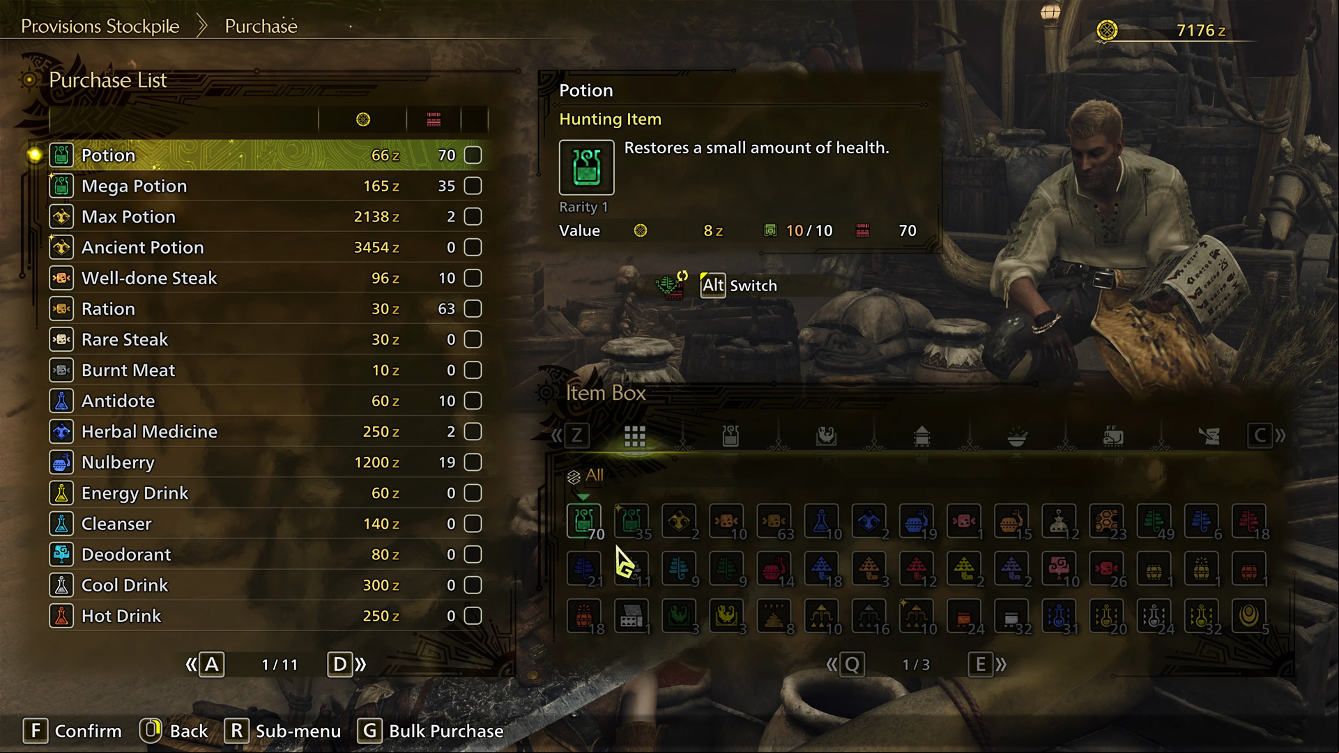 Best Monster Hunter Wilds mods: the shop UI showing all items