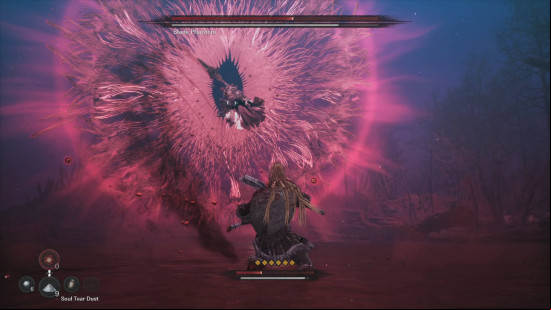 The First Berserker Khazan review: Khazan battling a phantom.