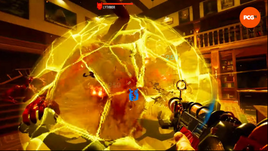 BO6 Shattered Veil main quest: a red Elite monster with glowing eyes and a yellow shield