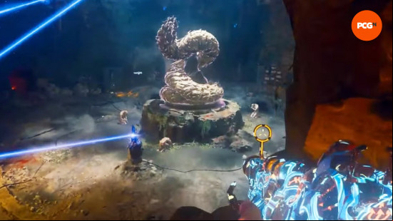 BO6 Shattered Veil main quest: a stone serpent surrounded by lasers