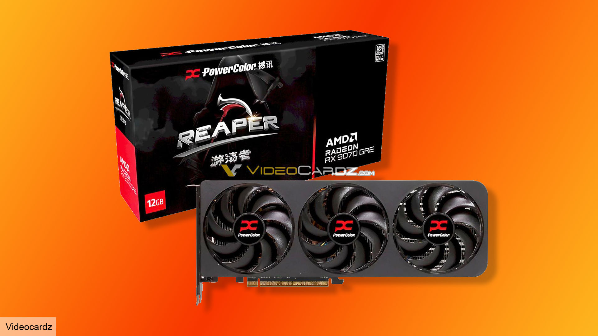PowerColor AMD Radeon RX 9070 GRE Reaper graphics card photo leaked by Videocardz.
