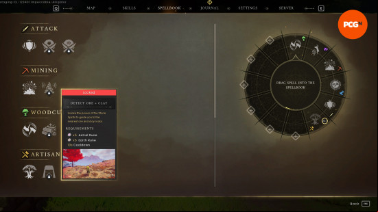 Runescape Dragonwilds spells: Detect Ore + Clay UI icon
