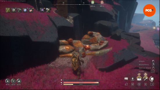 Runescape Dragonwilds copper: a man wearing armor holding a pickaxe.
