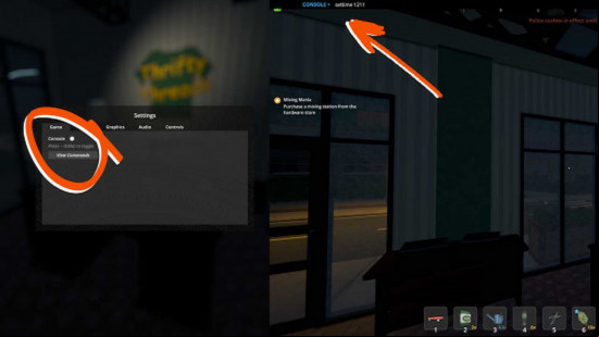 Console commands instructions for Schedule 1.