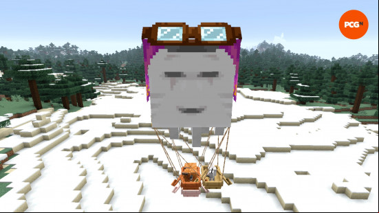 A Happy Ghast carries multiple mobs in boats in the Minecraft 1.21.6 update.