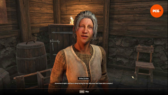 Oblivion review: Erline Lirrian muses over the allegations that her late husband was a vampire in one of the social deduction side quests.