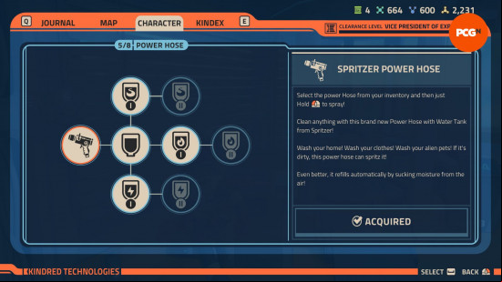 Revenge of the Savage Planet upgrades: a list of potential upgrades for a power hose.