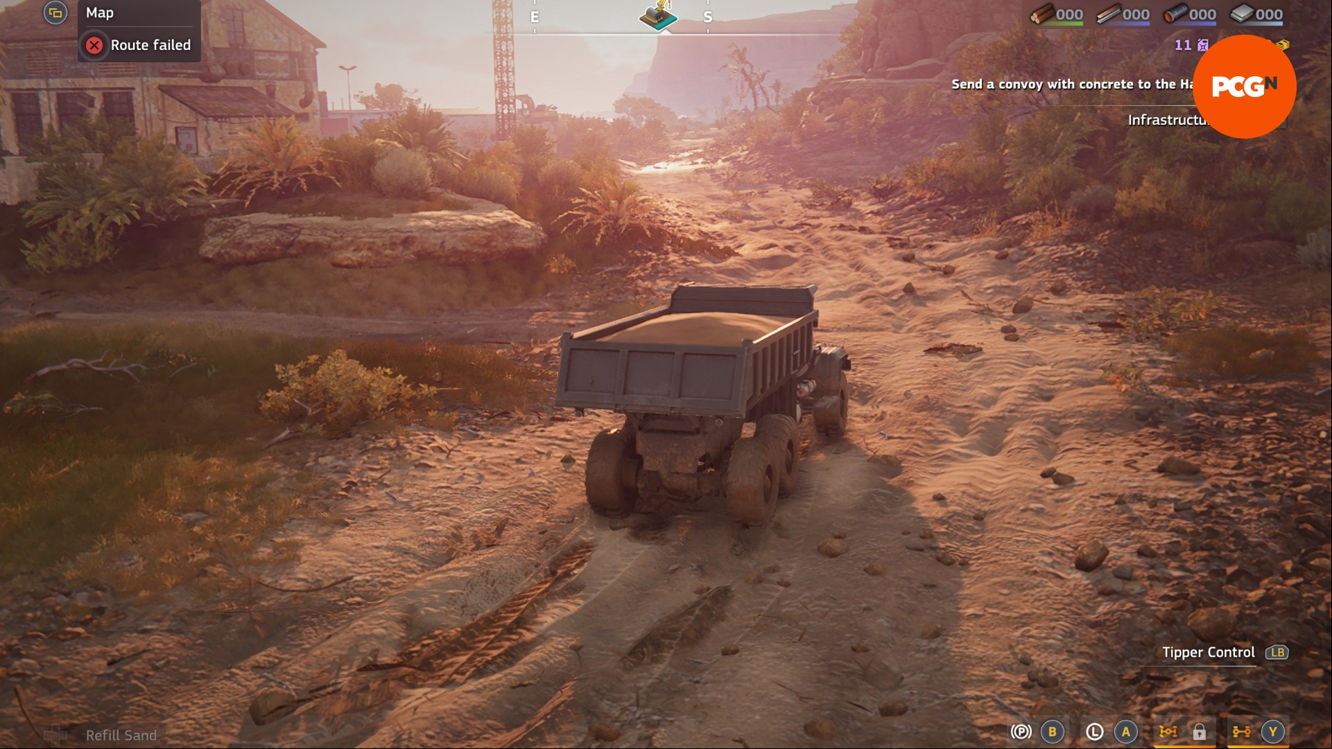 Roadcraft review: A truck on a mud trail in driving game Roadcraft